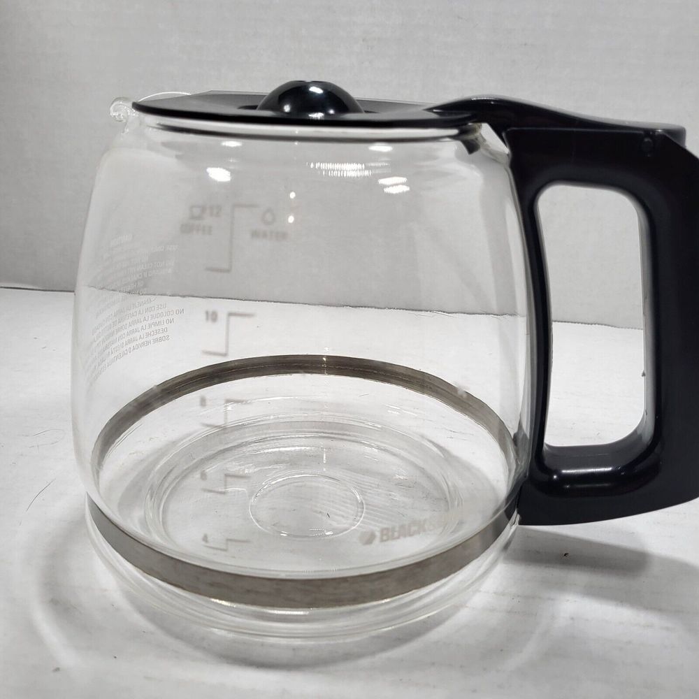 Black & Decker 12 Cup Replacement Coffee Pot Carafe Glass Black Top